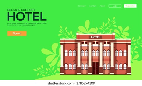 Hotel art icon. Hotel classic background. Hotel illustration concept. 