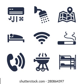 Hotel and Backpackers and Accommodation Vector Icon