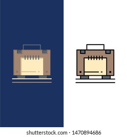 Hotel, Bag, Suitcase, Luggage  Icons. Flat and Line Filled Icon Set Vector Blue Background. Vector Icon Template background