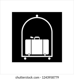 Hotel Baggage Cart Icon Vector Art Illustration