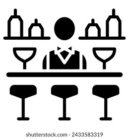 Ilustración vectorial de línea de icono de bar de hotel