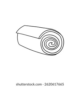 Hotel bath towel icon. Stacked textile fabric, fluffy roll for spa and kitchen, vector illustration of folded and hanging item for bathroom isolated on white background for your design