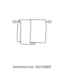 Ícone da toalha de banho do hotel. Tecido empilhado, rolo fofo para spa e cozinha, ilustração vetorial de item dobrado e pendurado para banheiro isolado no fundo branco para o seu design