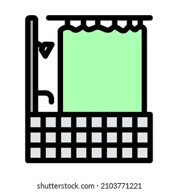 Icono del baño del hotel. Contorno de negrita editable con diseño de relleno de color. Ilustración vectorial.