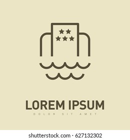 Hotel beach line vector icon
