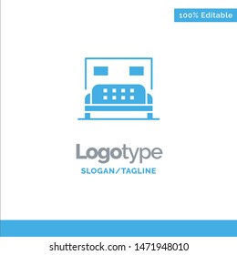 Hotel, Bed, Bedroom, Service Blue Business Logo Template