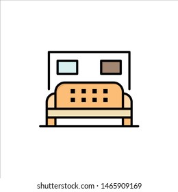 Hotel, Bed, Bedroom, Service  Flat Color Icon. Vector icon banner Template. Vector Icon Template background