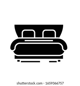 Hotel bed black icon, concept illustration, vector flat symbol, glyph sign.