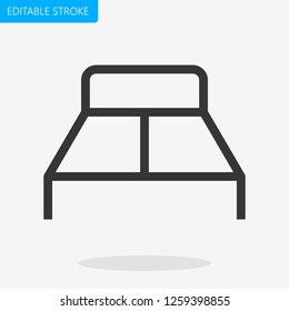 Hotel Bed Furniture Icon Vector Editable Stroke Pixel Perfect