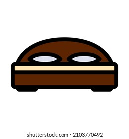Hotel Bed Icon. Editable Bold Outline With Color Fill Design. Vector Illustration.