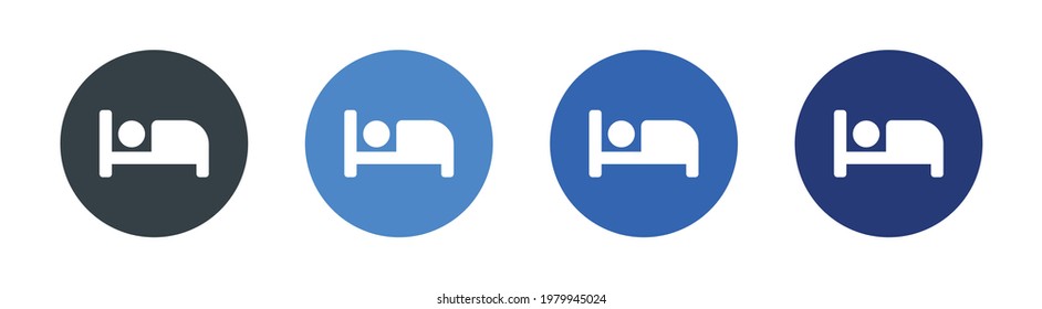 Icono de cama de hotel vector en la ilustración de diseño de forma circular.