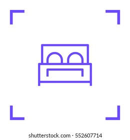 Hotel bed isolated minimal single flat linear icon for application and info-graphic. Bed line vector for websites and mobile minimalistic design.