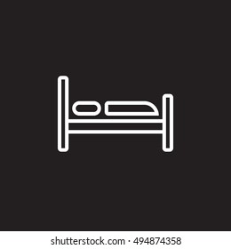 Hotel Bed line icon, outline vector sign, linear pictogram isolated on black. logo illustration