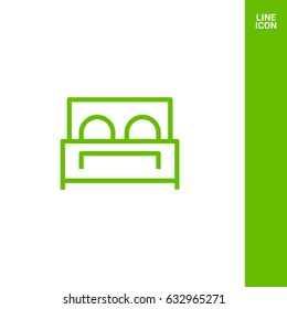 Hotel bed line vector icon