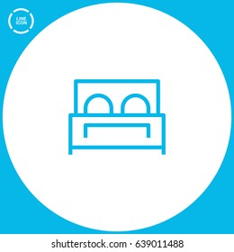 Hotel bed line vector icon