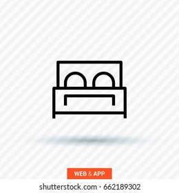 Hotel bed line vector icon