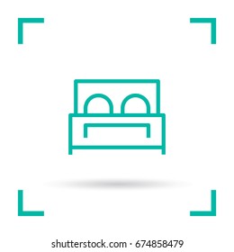 Hotel bed line vector icon