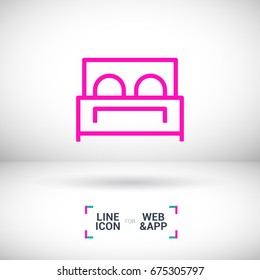 Hotel bed line vector icon