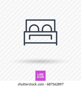 Hotel bed line vector icon