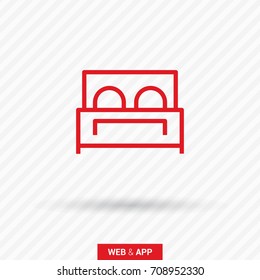 Hotel bed line vector icon