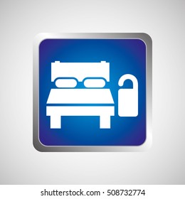 hotel bed sleep do not disturb button design, vector illustration  graphic 