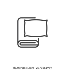 Hotel bedding line icon. linear style sign for mobile concept and web design. Pillow and blanket outline vector icon. Symbol, logo illustration. Vector graphics