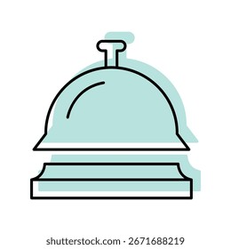 Hotel Bell Farbe Schatten dünn Linie Symbol , Vektor, Pixel perfekt, Illustratordatei 