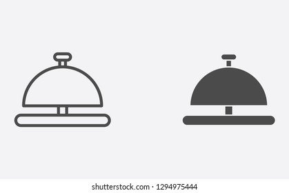 Hotel bell filled and outline vector icon sign symbol