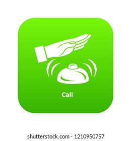 Hotel bell icon green vector isolated on white background
