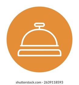 Hotel bell icon on orange circle. Icon symbol illustration