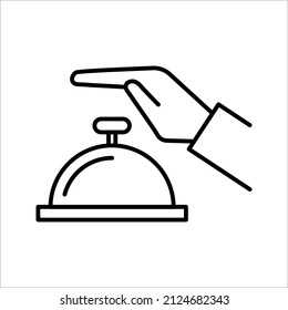 Hotel Bell Symbol. Symbol der Glockenlinie der Rezeption, Umriss-Vektorzeichen, lineares Piktogramm. Helpdesk-Symbol einzeln auf weißem Hintergrund