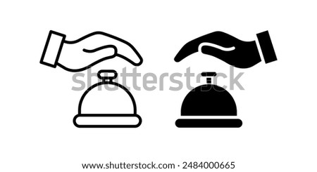 Hotel Bell Icon set. Reception bell line icon color editable