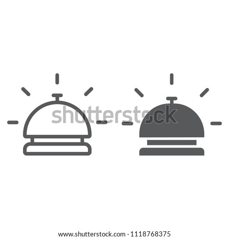 Hotel bell line and glyph icon, travel and hotel, reception sign vector graphics, a linear pattern on a white background, eps 10.