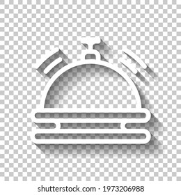 Hotel bell, simple icon. White linear icon with editable stroke and shadow on transparent background