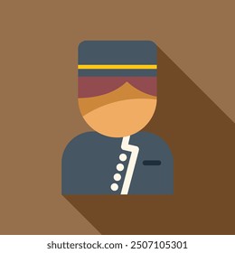 Hotel bellboy character icon representing hospitality service and tourism industry