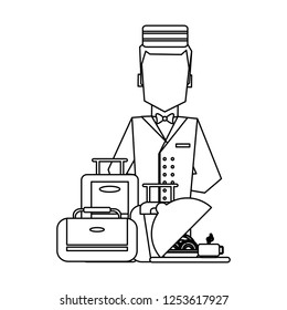 Hotel bellboy service black and white