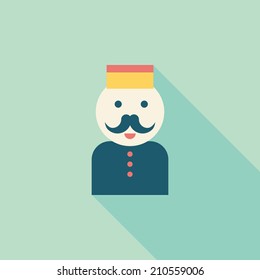 Hotel bellhop flat icon with long shadow