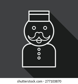 Hotel bellhop flat icon with long shadow, line icon