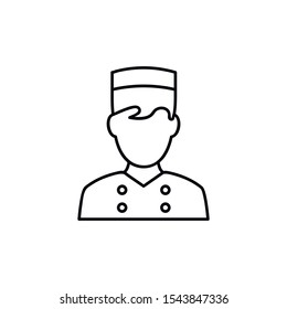 Hotel bellman line icon. Concierge symbol. Vector black icon isolated on white background.