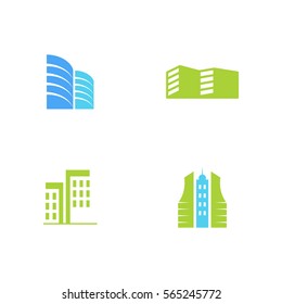 Hotel Big Building Icon Logo Vector Set Element