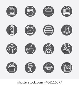 Hotel black circles line icon