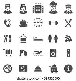 Hotel black icons set.Vector