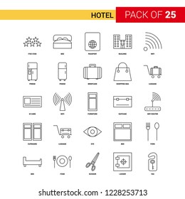 Hotel Black Line Icon - 25 Business Outline Icon Set