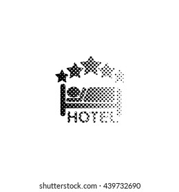 hotel - black vector icon ; halftone illustration