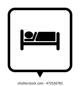 Hotel - black vector icon;  message bubble