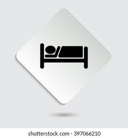 Hotel - black vector icon  on a paper button