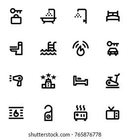 Hotel - Black and White Icon Set