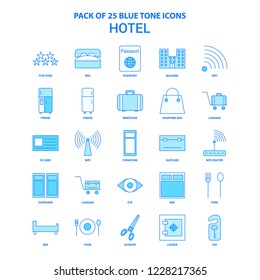 Hotel Blue Tone Icon Pack - 25 Icon Sets