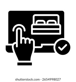Hotel Booking Icon Glyph Vector Illustration