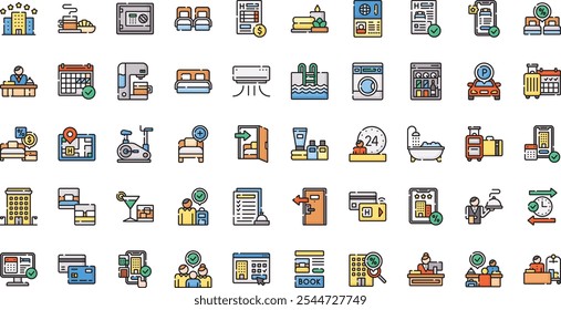 Hotel booking icons High-Quality Vector Icons Collection with Editable Stroke. Ideal for Professional and Creative Projects.